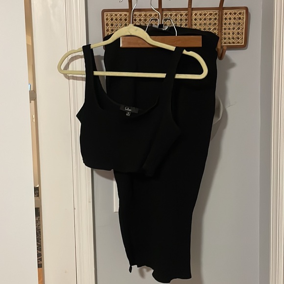 Lulus Black Ribbed Bodycon Two-Piece Dress - Picture 3 of 5